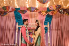 Lovely Indian bride and groom holding hands. Lovely Indian bride and groom holding hands.