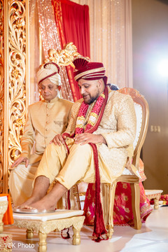 Indian groom during the Var Aagman ritual. Indian groom during the Var Aagman ritual.