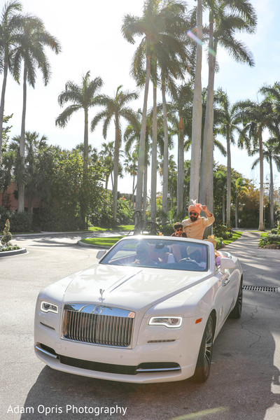 Indian groom arriving to his baraat procession.