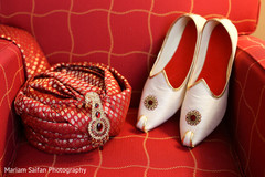 Elegant Indian groom's turban and moharis. Elegant Indian groom's turban and moharis.