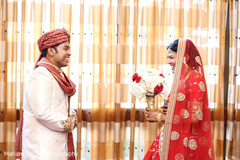Indian bride and groom romantic first glance. Indian bride and groom romantic first glance.