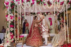 Indian bride placing the garland on Raja Indian bride placing the garland on Raja