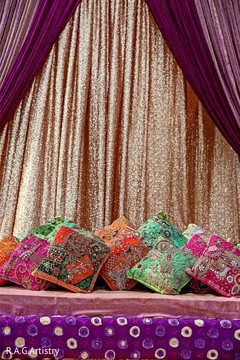 Colorful Indian mehndi stage decor. Colorful Indian mehndi stage decor.