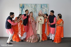 Great capture of Indian couple with their bridesmaids and groomsmen. Great capture of Indian couple with their bridesmaids and groomsmen.