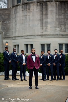Indian groom posing with groomsmen Indian groom posing with groomsmen