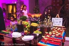 Colorful Indian wedding reception drinks table. Colorful Indian wedding reception drinks table.