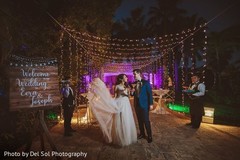 Sweet Indian couple at their wedding reception. Sweet Indian couple at their wedding reception.