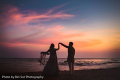 Marvelous Indian couple's sangeet photo session by the beach. Marvelous Indian couple's sangeet photo session by the beach.