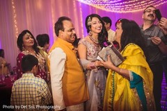 Joyful Maharani at her sangeet celebration. Joyful Maharani at her sangeet celebration.