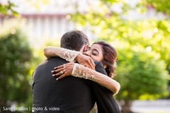 Indian bride and groom having a romantic moment Indian bride and groom having a romantic moment