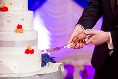 Close up capture of Indian couple cutting the cake Close up capture of Indian couple cutting the cake