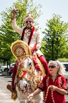 Indian groom during the baraat Indian groom during the baraat