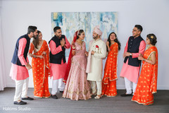 Cute Indian couple with bridesmaids and groomsmen. Cute Indian couple with bridesmaids and groomsmen.