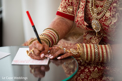 Bride writing a message to the Raja Bride writing a message to the Raja