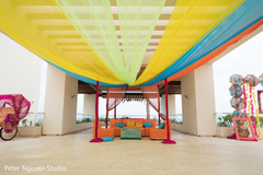 Colorful Indian pre-wedding draping decorations. Colorful Indian pre-wedding draping decorations.