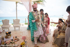 Indian bride and groom walking around sacred fire. Indian bride and groom walking around sacred fire.