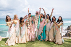 Adorable Indian bride and groom with bridesmaids. Adorable Indian bride and groom with bridesmaids.