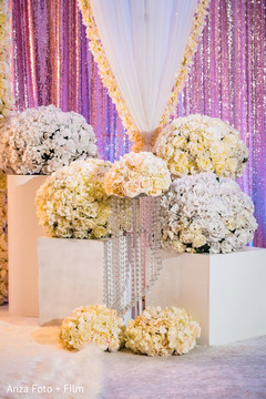 Stunning Indian wedding reception stage flowers decor. Stunning Indian wedding reception stage flowers decor.