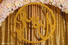 Closeup capture of Indian wedding personalized letter sign. Closeup capture of Indian wedding personalized letter sign.
