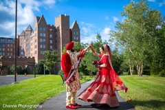 Indian bride and groom during the photo shoot Indian bride and groom during the photo shoot
