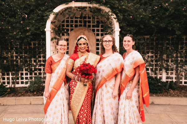 Indian bride with bridesmaids