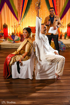 Indian bride and groom during the reception Indian bride and groom during the reception