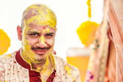 Take a look at this Indian groom with turmeric paste on. Take a look at this Indian groom with turmeric paste on.