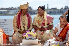Joyful Indian couple at wedding ceremony. Joyful Indian couple at wedding ceremony.