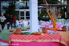Traditional Indian sangeet table decorations. Traditional Indian sangeet table decorations.