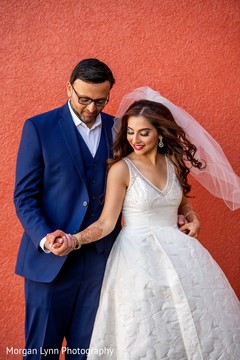 Indian bride and groom romantic first glance. Indian bride and groom romantic first glance.