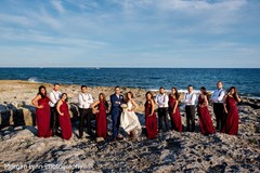 Marvelous Indian lovebirds portrait with bridesmaids and groomsmen. Marvelous Indian lovebirds portrait with bridesmaids and groomsmen.