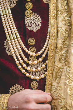 Closeup capture of Indian groom's necklace. Closeup capture of Indian groom's necklace.