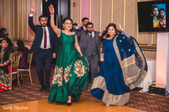 Indian bridesmaids and groomsmen entrance to reception. Indian bridesmaids and groomsmen entrance to reception.