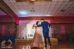 Indian bride and groom's reception first dance. Indian bride and groom's reception first dance.