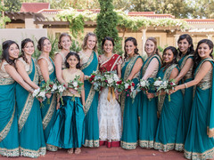 Indian bride and bridesmaids posing for pictures Indian bride and bridesmaids posing for pictures