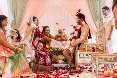 Indian bride and groom during the rituals Indian bride and groom during the rituals