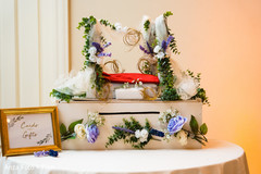 Elegant Indian wedding cards and gifts table. Elegant Indian wedding cards and gifts table.