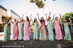 Indian bridesmaids outdoors photo. Indian bridesmaids outdoors photo.