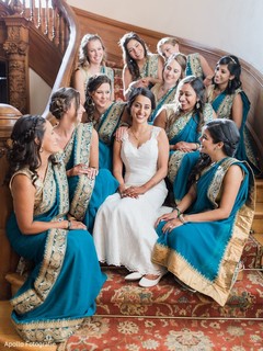 Glamorous indian bride with bridesmaids. Glamorous indian bride with bridesmaids.