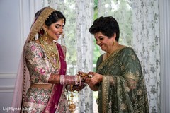Bride being assisted by special guest Bride being assisted by special guest
