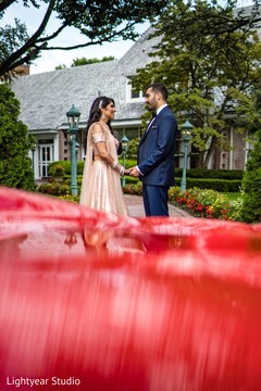 Indian bride and groom having a romantic moment Indian bride and groom having a romantic moment