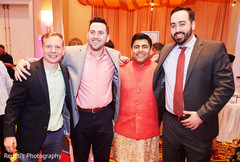 Charming Indian groom with groomsmen at sangeet. Charming Indian groom with groomsmen at sangeet.