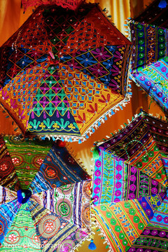 Colorful Indian sangeet umbrellas decoration. Colorful Indian sangeet umbrellas decoration.