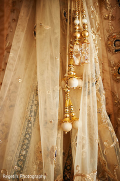 Elegant Indian bridal lehengas hanging ornaments. Elegant Indian bridal lehengas hanging ornaments.
