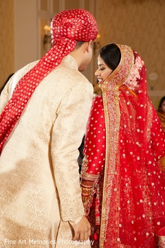Indian bride and groom with the attires Indian bride and groom with the attires