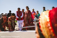 Indian relatives saying goodbye to bride and groom. Indian relatives saying goodbye to bride and groom.