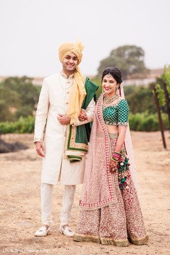 Ravishing Indian bride and groom ceremony outfits. Ravishing Indian bride and groom ceremony outfits.