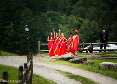 Indian bridesmaids at the baraat location. Indian bridesmaids at the baraat location.