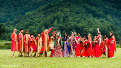 Upbeat indian bride and groom with bridesmaids and groomsmen capture. Upbeat indian bride and groom with bridesmaids and groomsmen capture.