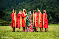 Indian bride, and groomsmen outdoors capture. Indian bride, and groomsmen outdoors capture.